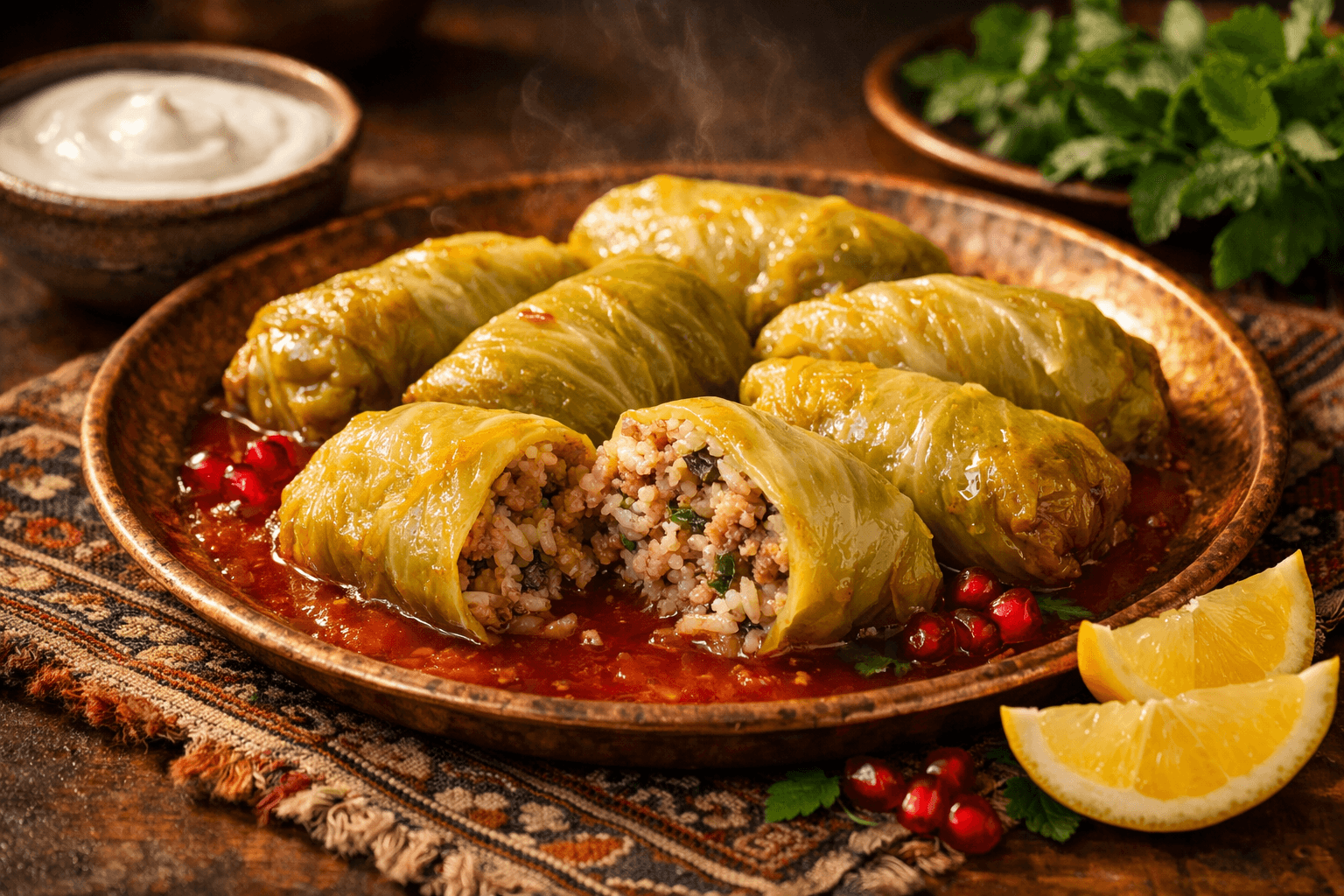 Dolmeh Barg Kalam (Persian Stuffed Cabbage Leaves)
