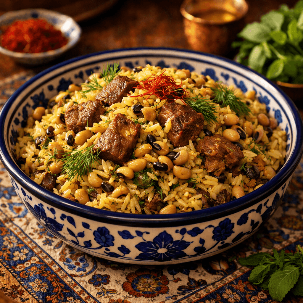 Lubia Cheshm Bolboli Polo (Black-Eyed Pea Rice)