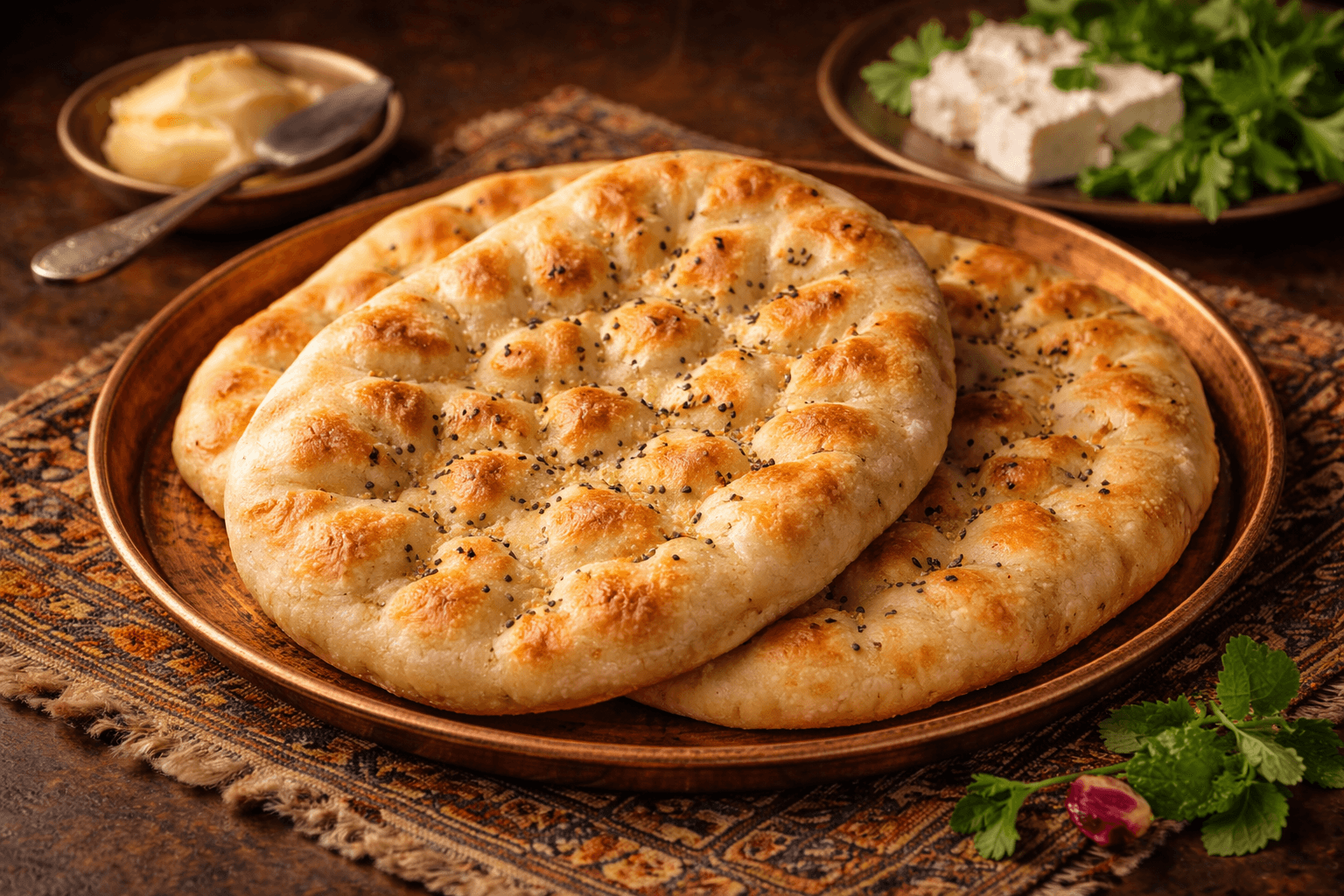 Noon Taftoon (Persian Soft Dimpled Flatbread)