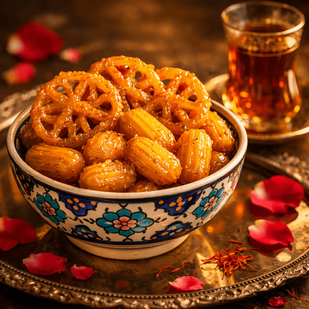 Zoolbia va Bamieh (Persian Fried Pastries)