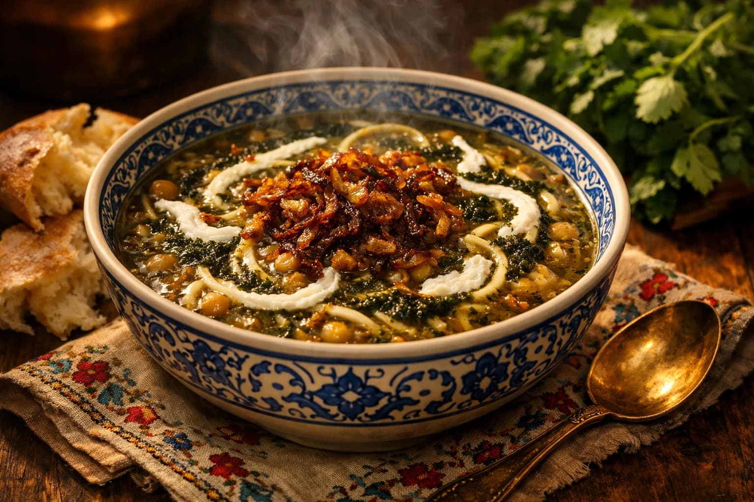 Ash Reshteh (Persische Nudelsuppe mit Kräutern)