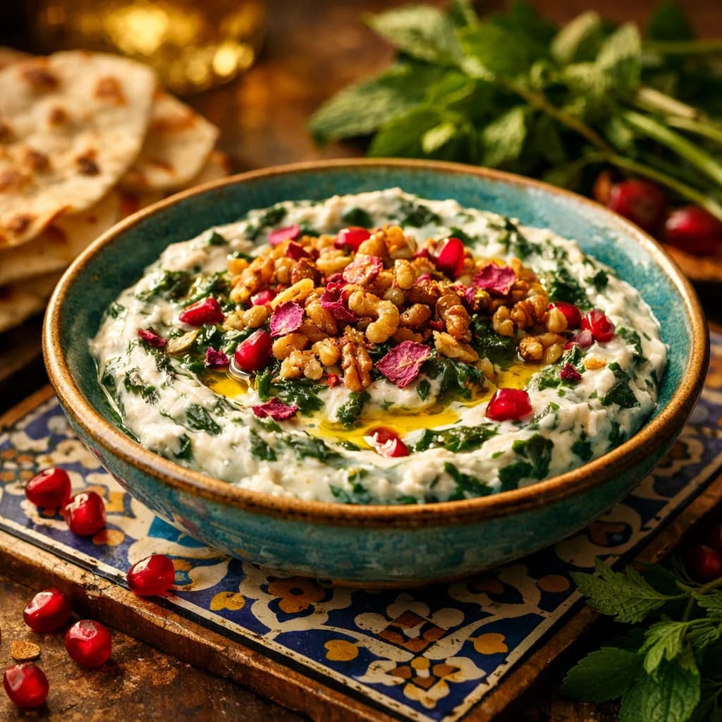 Borani Esfenaj (Persischer Spinat-Joghurt-Dip)