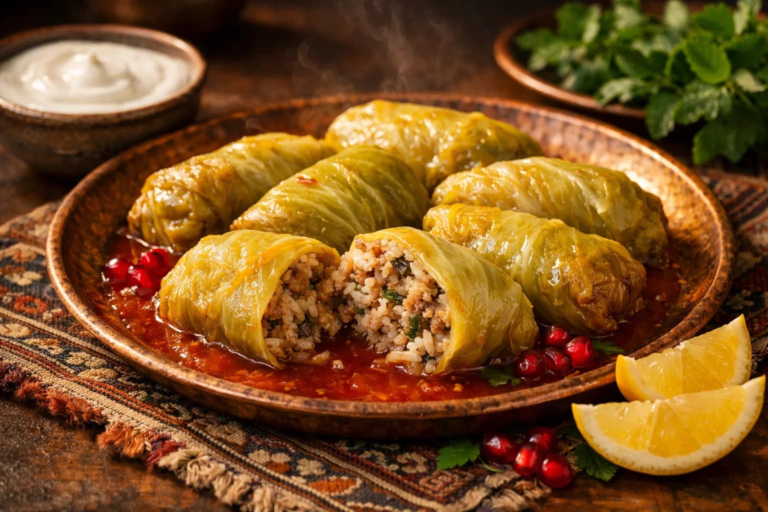 Dolmeh Barg Kalam (Persische gefüllte Kohlblätter)
