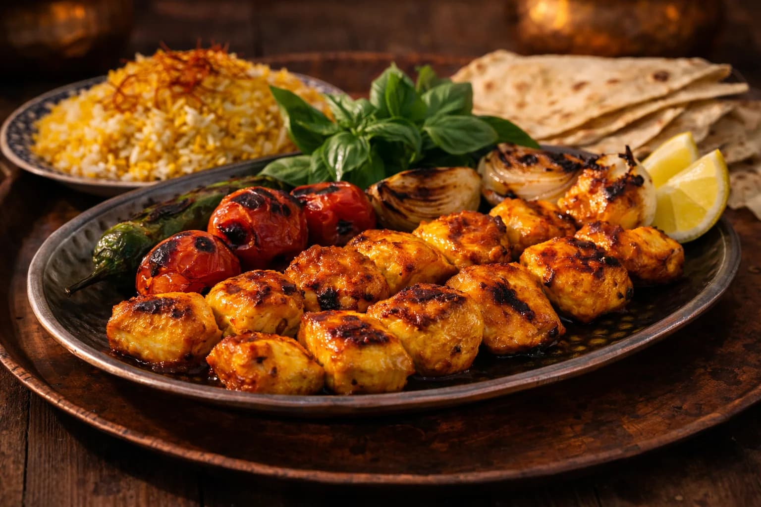 Joojeh Kebab (Persischer Safran-Hähnchen-Kebab)