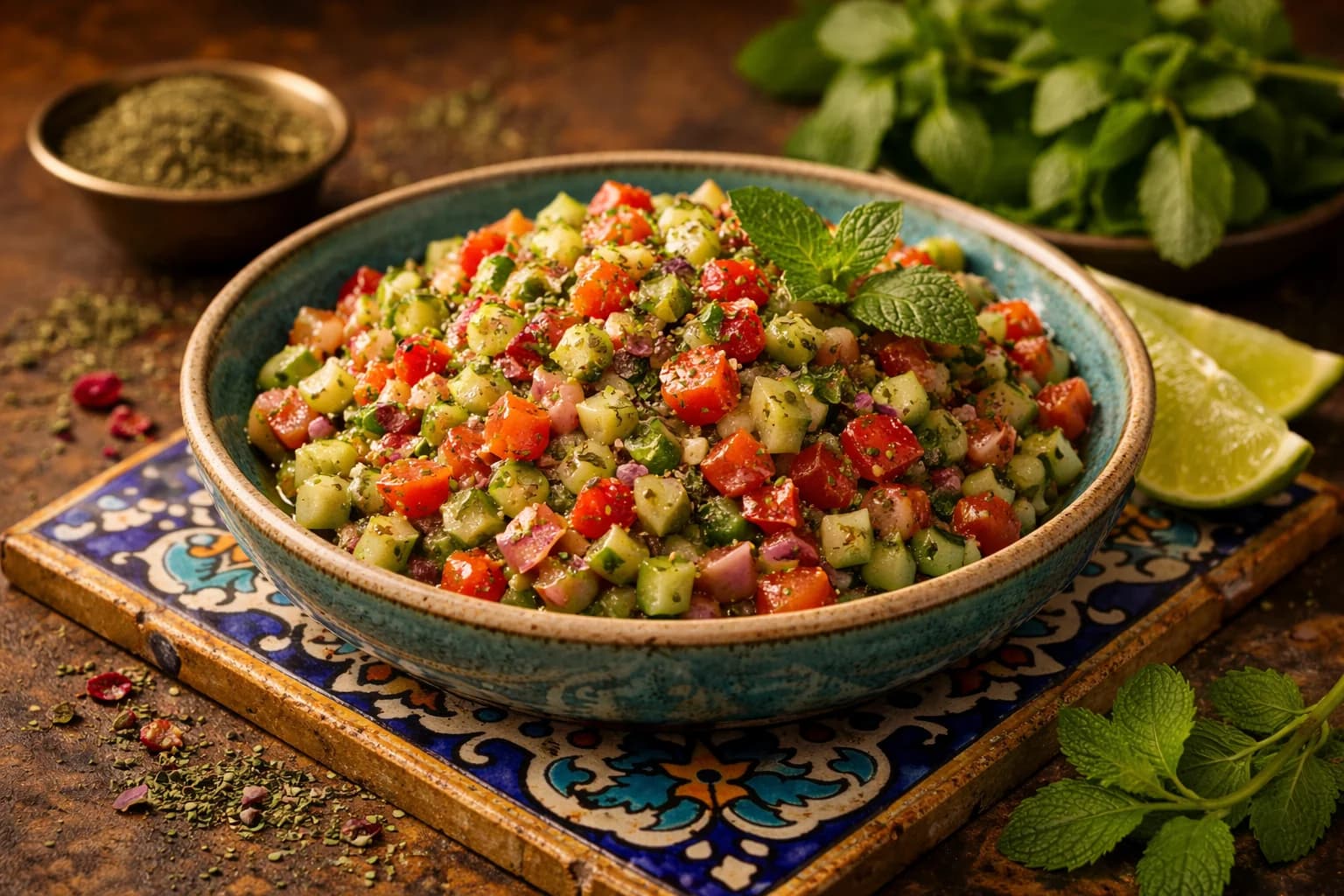 Salad Shirazi (Persischer Hackfleisch-Salat)