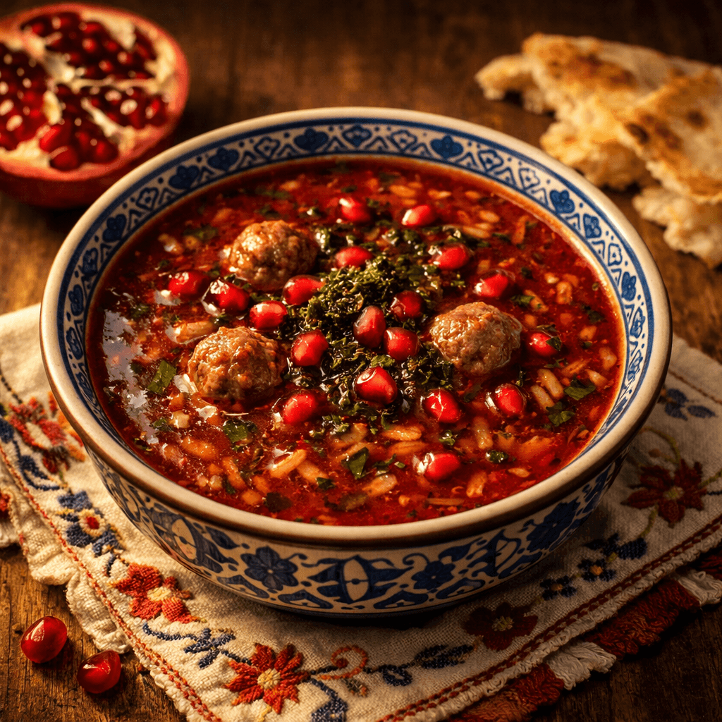 Ash-e Anar (Persian Pomegranate Soup)
