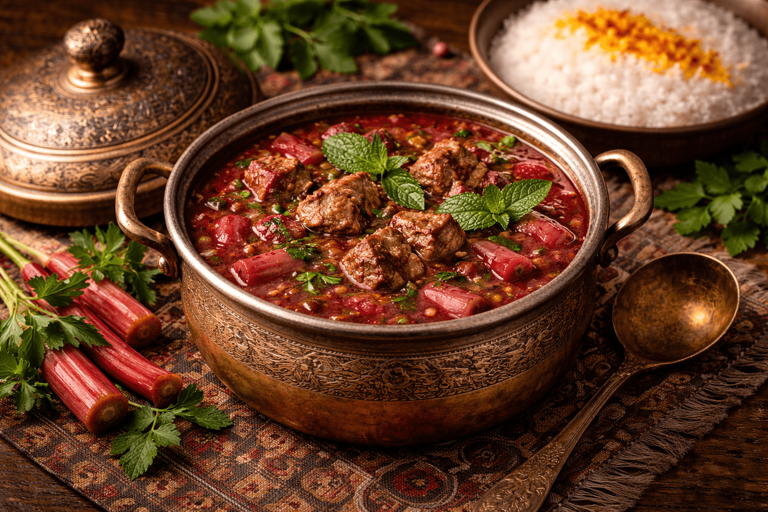 Khoresh-e Rivas (Persischer Rhabarbereintopf)