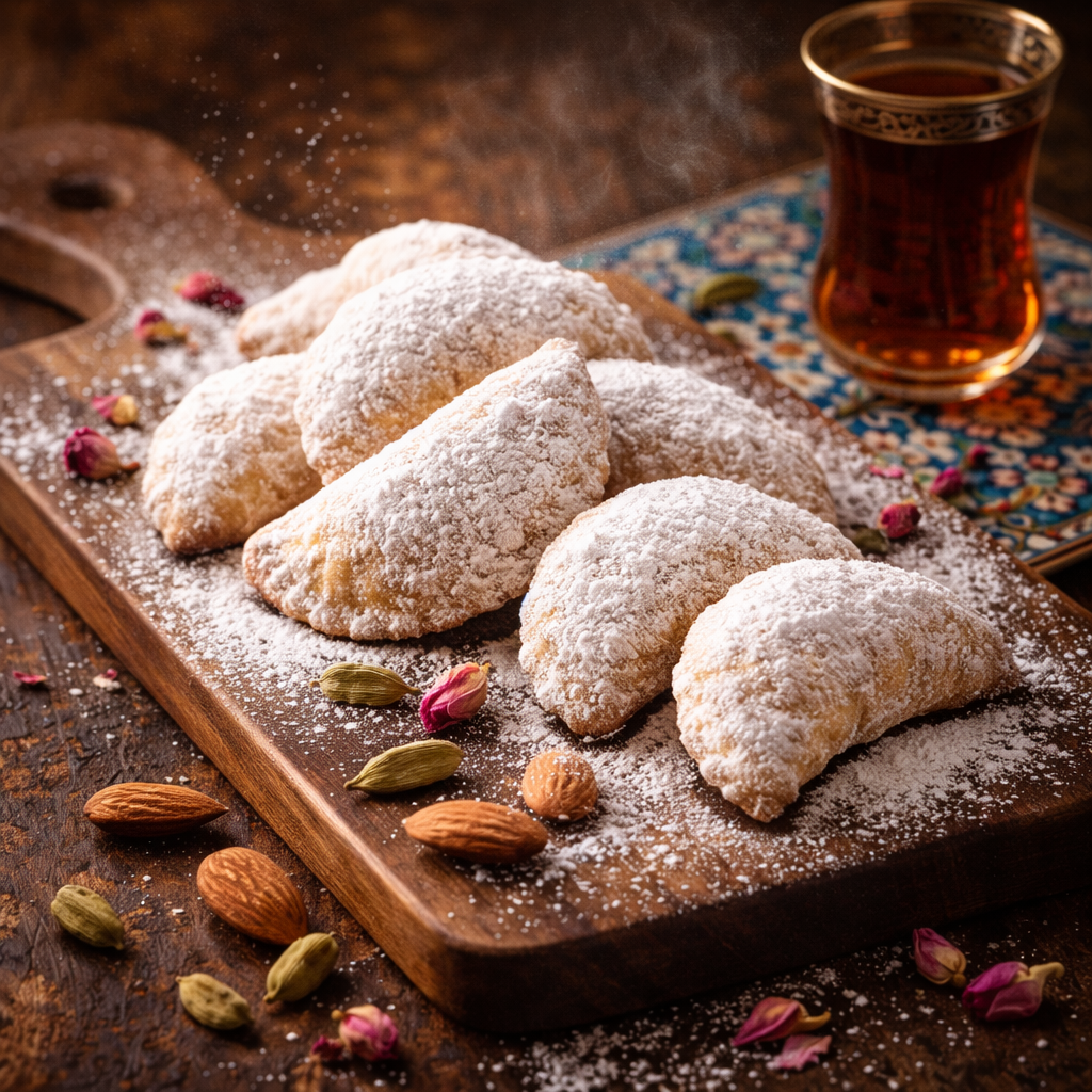 Ghottab Maman Fari | Ghotab (Persian Almond-Filled Crescent Cookies)